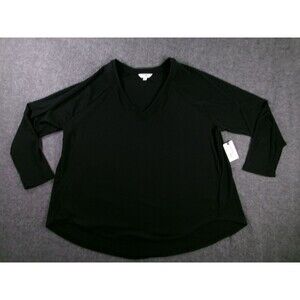 Terra Sky Top Women 2X Black Tunic Flowy Office Causal Capsule Base Layer New 4